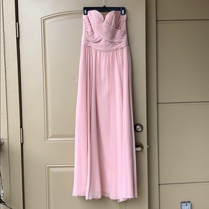 Angelina Faccenda blush strapless bridesmaid dress